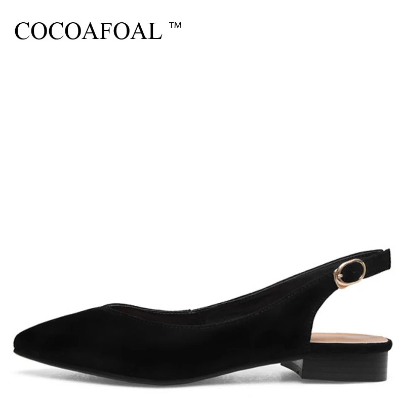 

COCOAFOAL Women Pink Sandals Plus Size 33 - 42 Fashion Buckle Strap Pointed Toe Shoes Black Apricot Sheepskin Sandals 2018