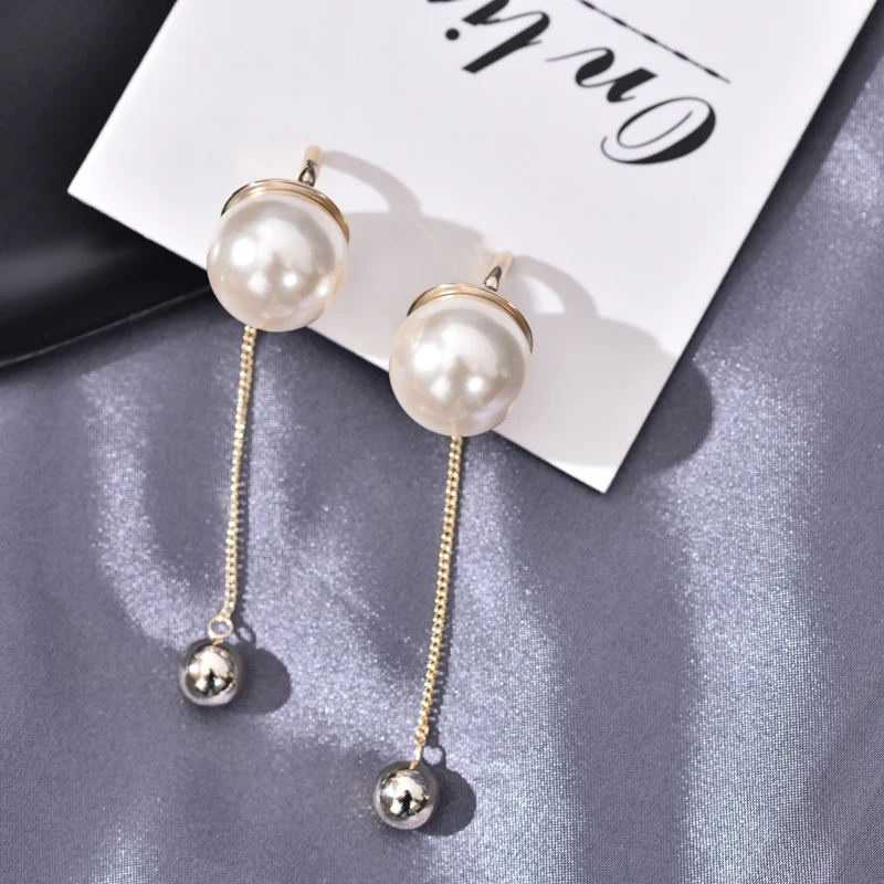 

2019 Hot Sale Long Earrings Pearl Gold Hanging Earrings Newest Fashion Tassel Drop earrings jewelry For women Party Gift Earring