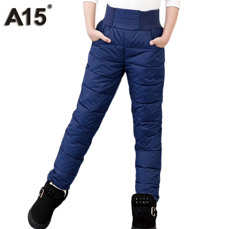 Детские плотные штаны A15, на мальчика или девочку, теплые зимние ветростойкие брюки, длинные леггинсы с эластичной талией, размеры на возраст 6, 8, 10 лет
