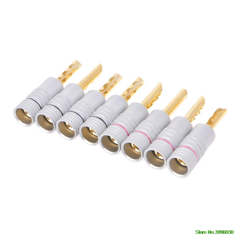 

8 Pcs Gold Plated Copper BFA 4mm Banana Plug Adapter Wire Speaker Connectors
