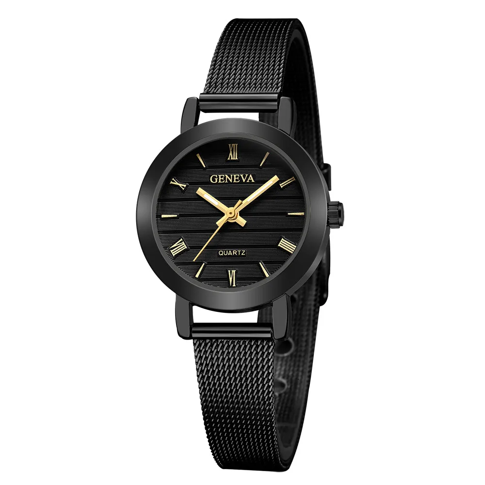 Простые женские золотые часы, женские часы известного бренда, минималистичные стальные сетчатые простые часы Geneva, женские кварцевые часы@ F