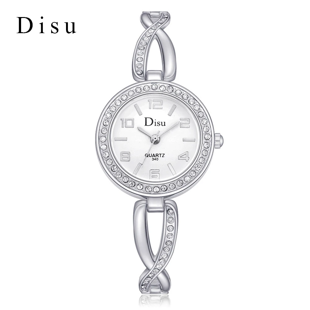 DISU Brand Luxury Silver Women Watches Ladies Quartz Clock Girl Casual Watch Women Steel Bracelet Wrist Dress Watch Montre Femme