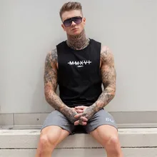 Мужской s Яркий жилет с низким вырезом на рукавах, сексуальный топ на бретелях, модный топ с принтами, без рукавов, мужская майка для тренировок