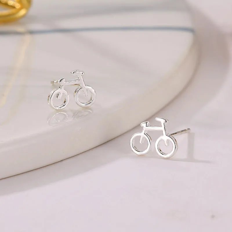 bicycle earrings silver