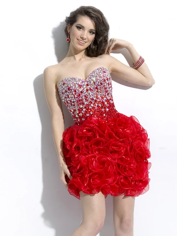 red sweetheart ball gown