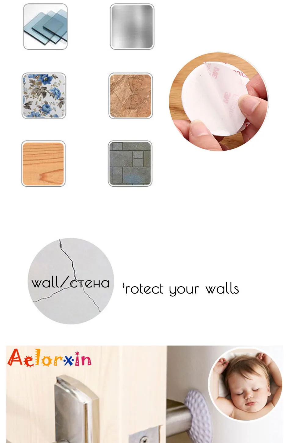 4Pcs/Lot Protection Baby Safety Shock Absorbers Security Card  Door Stoppers Wall Protectors Door Handle 