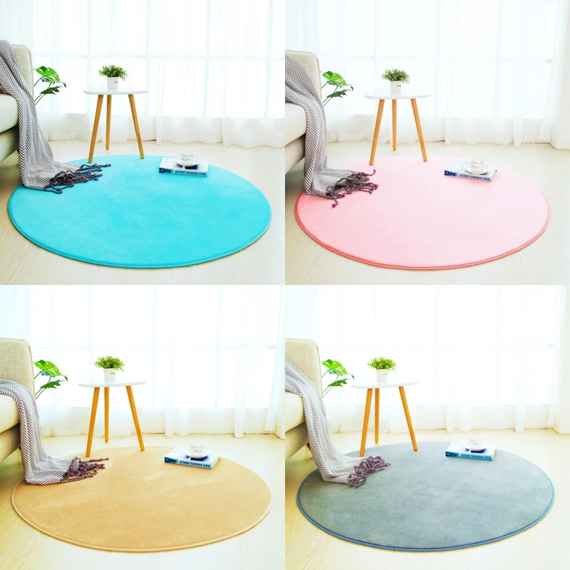 Billige Bad Teppich Große Größe Runde Feste Korallen Fleece Bad Matte Teppich 1 stücke Anti Slip Wc WC Matte Weichen schlafzimmer Teppich tappeto bagno