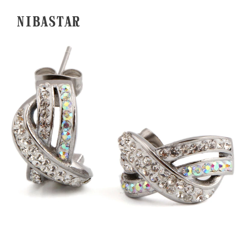 

X Element Stainless steel Color Stellux Austrian Crystal Uique Design Stud Earrings for women