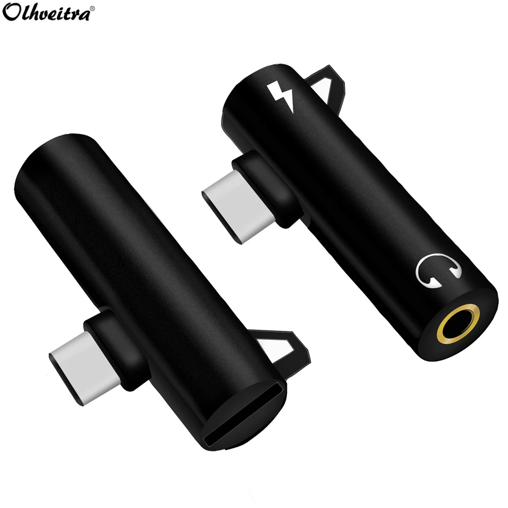 

Olhveitra 2 in 1 USB C to 3.5mm Headphone Jack Adapter Audio Charging Port Music Cable For Xiaomi mi 9 Samsung S10 Huawei Google