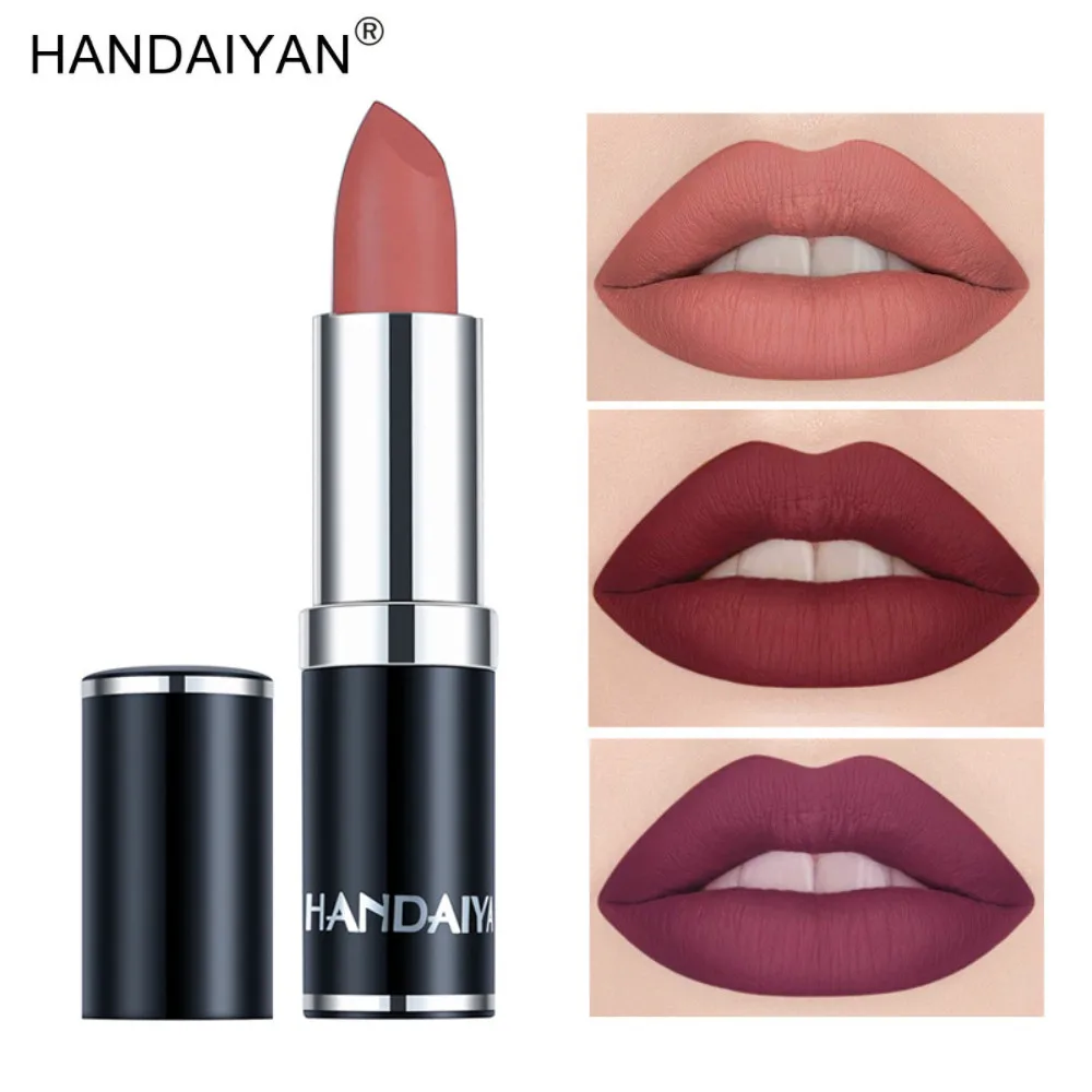 

HANDAIYAN 12 Color Sexy Matte Lipstick Waterproof Lipstick Long Lasting Moisturizer Makeup Mermaid Pigment Nude Lip Stick TSLM2