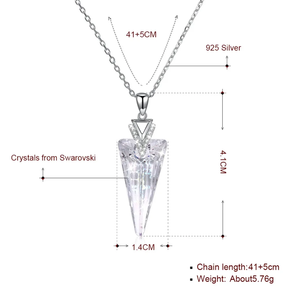 Роскошный Треугольный Кристалл от Swarovski ожерелья для женщин красивые украшения 925 Серебряное колье ожерелье Мода помолвка