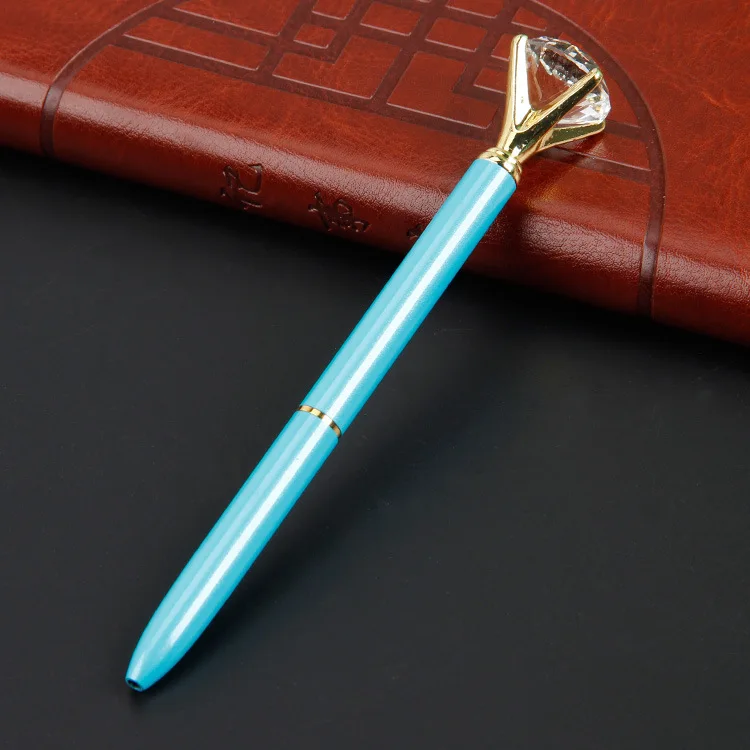 Милый персональный большой алмазный скипетр металлическая шариковая ручка модные школьные офисные принадлежности - Цвет: Небесно-голубой