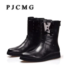 PJCMG/мужские ботинки из натуральной кожи; уличные водонепроницаемые резиновые зимние ботинки; Ботинки martin для отдыха; английская обувь в стиле ретро для мужчин; s