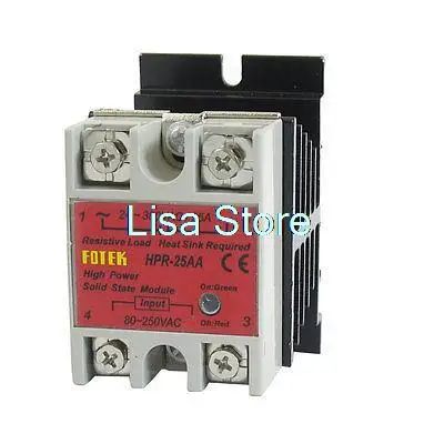 

Single Phase Solid State Relay HPR-25AA 25A 80-250V 24-380V AC w Heat Sink