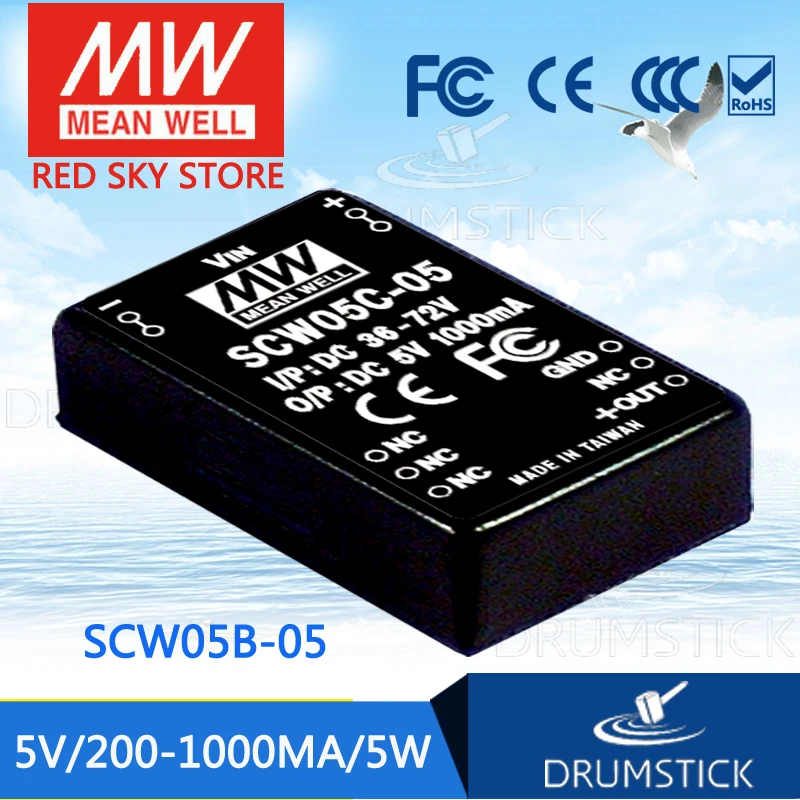 

MEAN WELL SCW05B-05 5V 1000mA meanwell SCW05 5V 5W DC-DC Regulated Single Output Converter