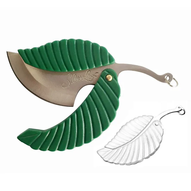 1pcs Mini Green Leaf Shape Pocket Knife Steel Blade Folding Car styling