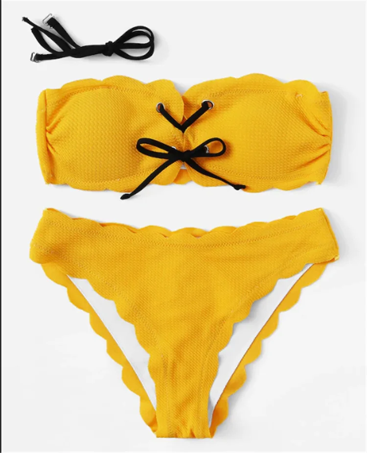 

2019 two piece Swimsuit bandeau Bikinis set Swimsuits Women bathing costume Separate swimsuit Sexy ladies string swimwear tanga