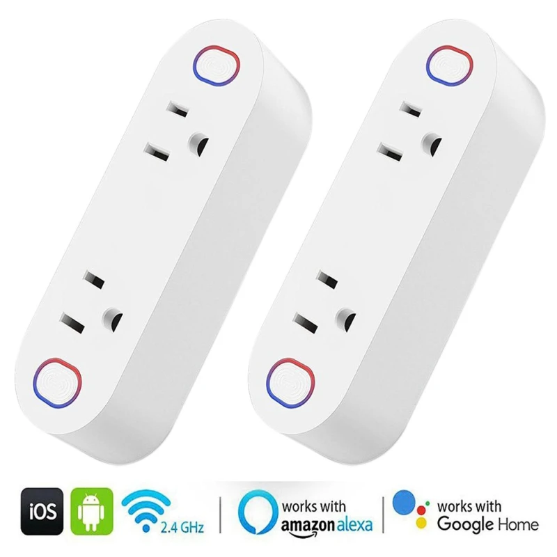 

New 2 Port Double-Control Intelligent Socket Smart Plug Wi-Fi Mini Outlets Smart Sockets Timer Switch With Energy Monitoring