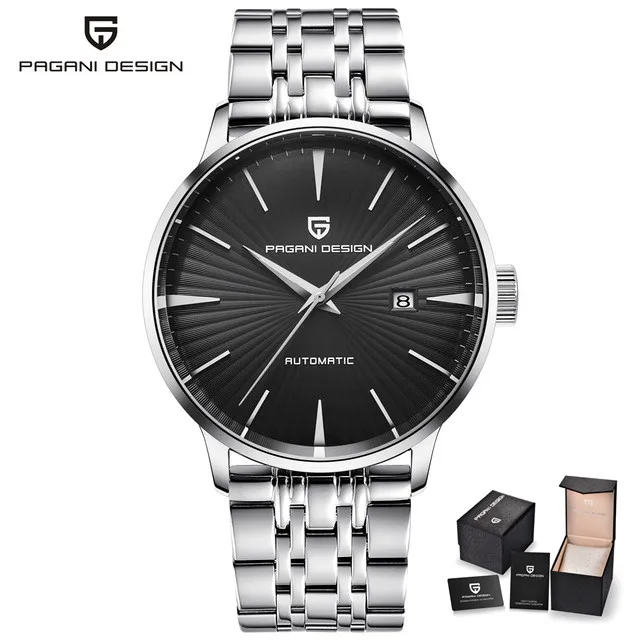 PAGANI Дизайн мужские часы Топ люксовый брендовый мужской автоматические механические часы водонепроницаемые Модные Простые бизнес часы Montre Hommes - Цвет: steel silver black