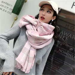 Осень-зима клетчатые шарфы перекосов шейный платок шарф Для женщин плотно Одеяло теплая элегантность достойного длинной Стиль Sweet Girl