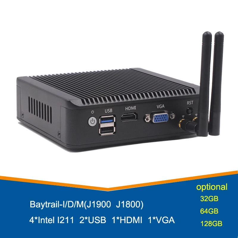 Горячая Распродажа Embedded j1900 Quad Core Mini PC 4 LAN Port Linux Pfsense OS|Мини ПК| |