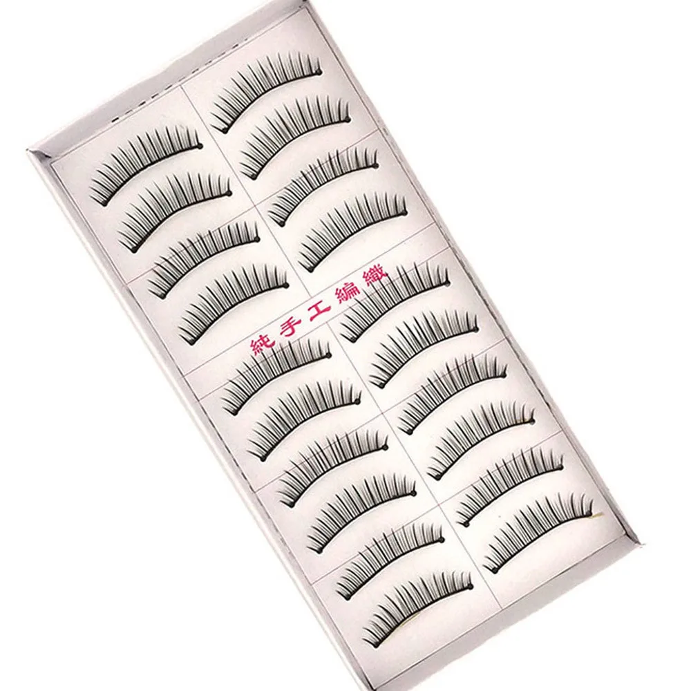 Women's New False Eyelashes 10 Pairs False Eyelashes Natural Thick Crossed Bare Makeup AL50