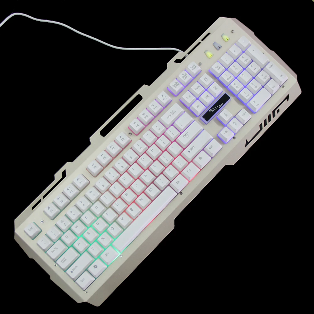  3 Backlights Metal Pro Gaming Keyboard USB Wired Powered Full Game Keyboard for PC Games LOL Dota C