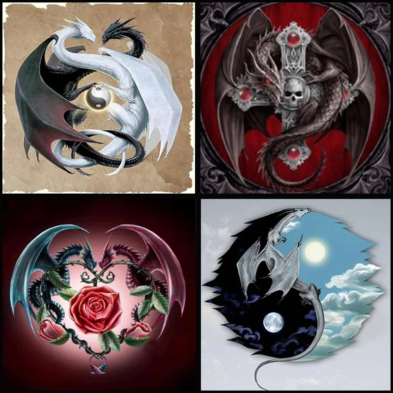 

NEW DIY 5D full Diamond Painting Color Dragon Square Mosaic Diamond Embroidery Needlework Pattern Decorative Painting