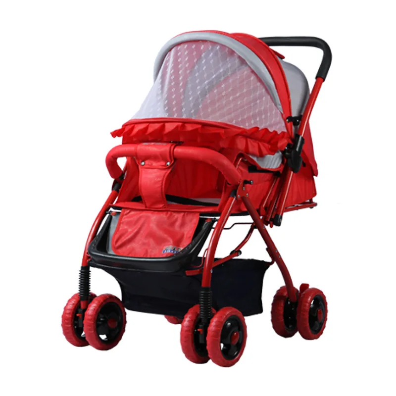 Летняя детская коляска с москитной сеткой для путешествий, складные четыре колеса, детская коляска-трансформер, детская коляска с полным покрытием, коляска-коляска - Цвет: RD