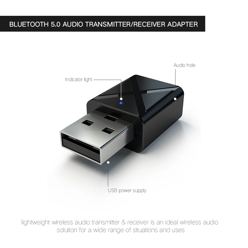 2-в-1 bluetooth адаптер беспроводной usb-адаптер Bluetooth музыкальный звуковой приемник подходит для компьютерная bluetooth-гарнитура смартфон