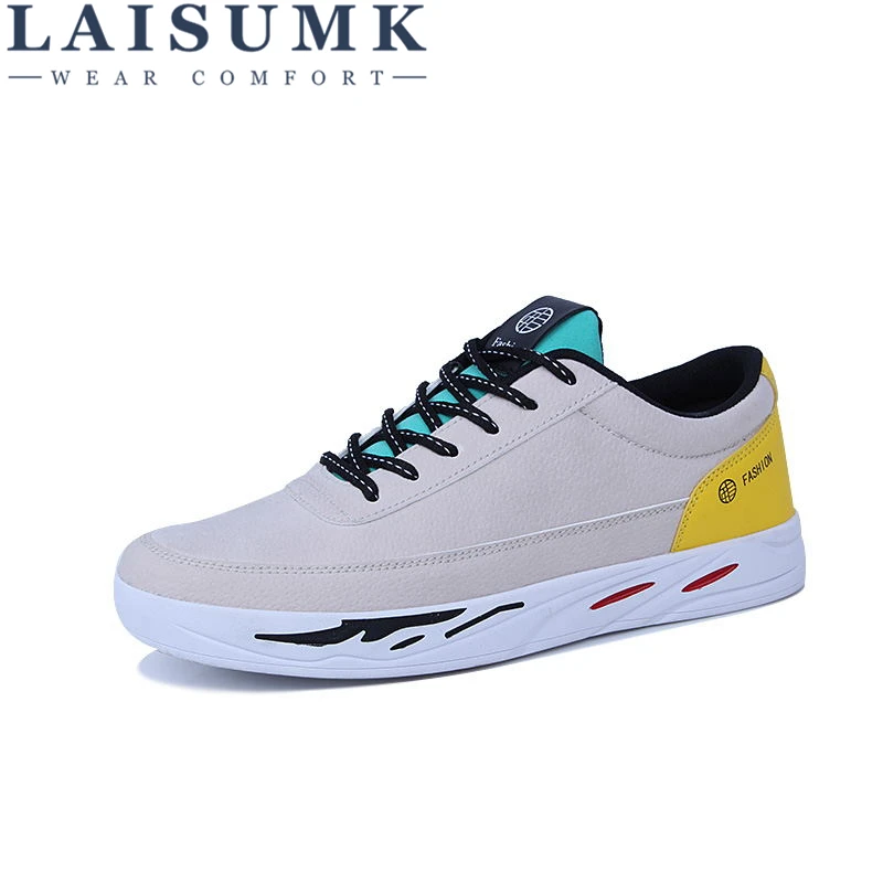 

2019 LAISUMK Breathable Canvas Mens Shoes Lace-Up Solid Flats Spring Autumn Quality Casual Denim Canvas Sneakers Free Shipping