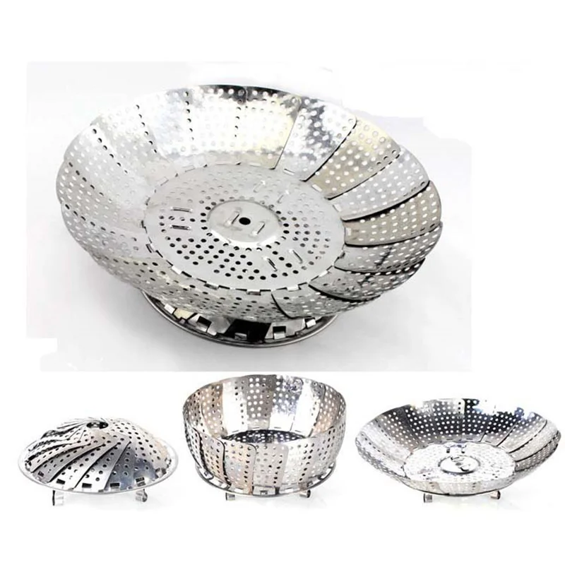Stainless steel Retractable Food steamer Cooker steam basket steaming tray Fruit Vegetable Bowl kitchen accessories cooking tool