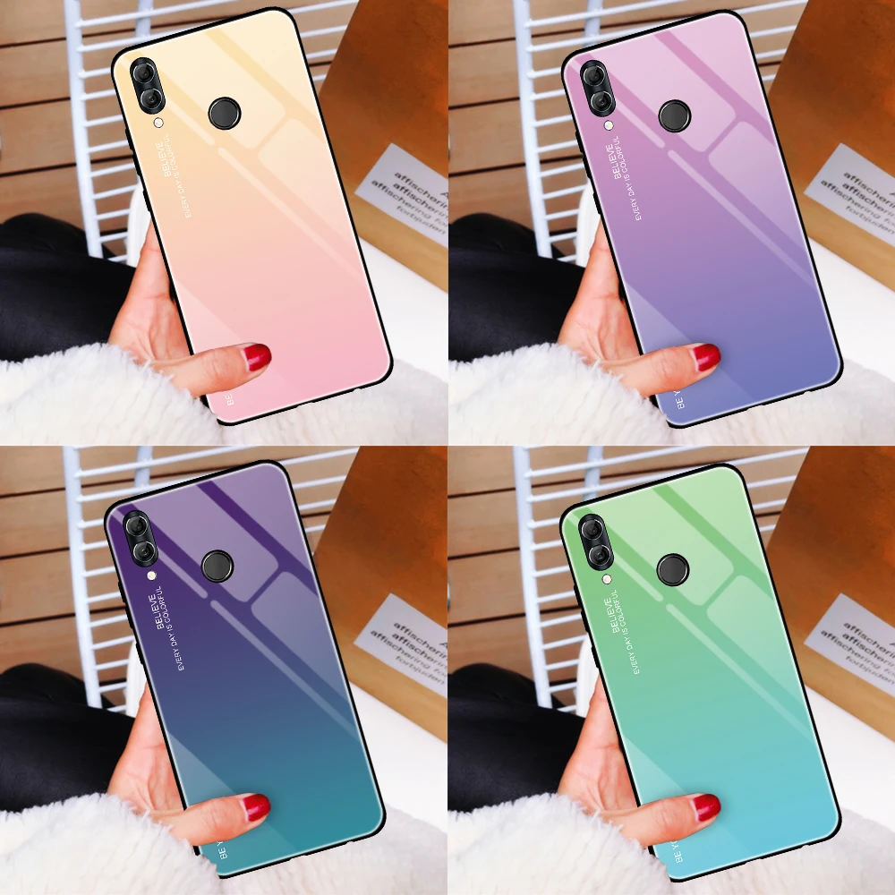 

Tempered Glass Phone Case for Honor 9 10 Lite 8X Huawei P30 P20 Mate 20 10 Pro Lite Nova 4 3 3i Scratchproof Soft Gradient Color