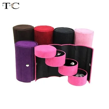 Amazing New Jewelry Display Casket Jewelry Box Organizer Flannel Round Portable Jewelry Case for Jewelry Storage