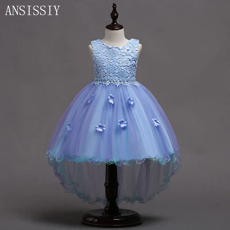 

Evening Party Girl Birthday Princess Dress Summer Flower Little Gown Christening Trailing Dress Cute Girls Clothes Tutu Vestido