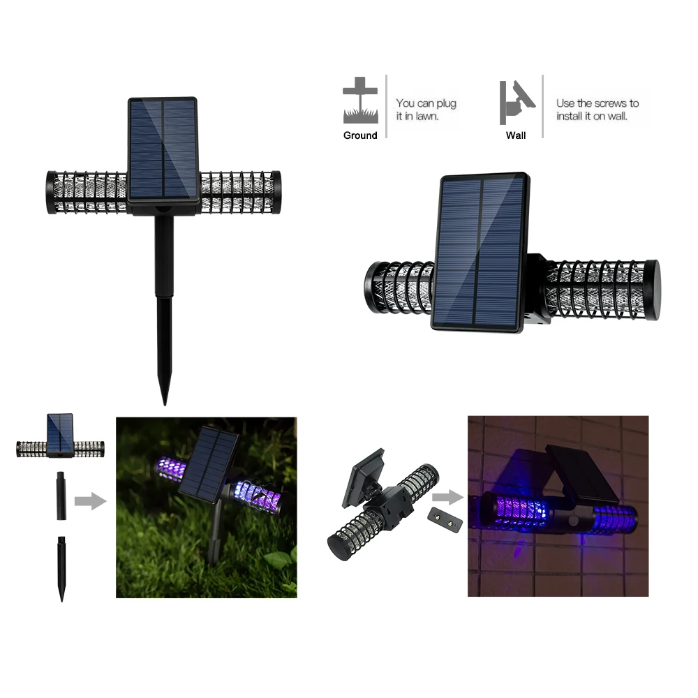 Солнечная лампа от комаров, уличный водонепроницаемый УФ светодиодный светильник для газона, вилла, наземный садовый светильник, Zapper, москитный мухобойка, светильник ing