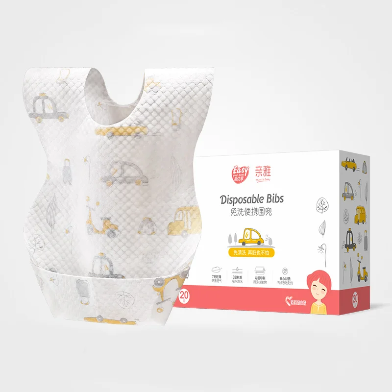 20Pcs/lot Disposable Waterproof Non-Woven Fabric Baby Toddler Bibs Feeding Saliva Apron Paper Baby Bibs - Цвет: Car