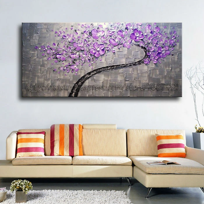 Bunga Lukisan Abstrak Lukisan Modern Dekorasi Terpisah Perak Latar Belakang Gambar Ungu Bunga Tangan Menggambar Pada Kanvas Pictures Of Small Trees Flower Girl Hair Picturespictures Of Prom Flowers Aliexpress