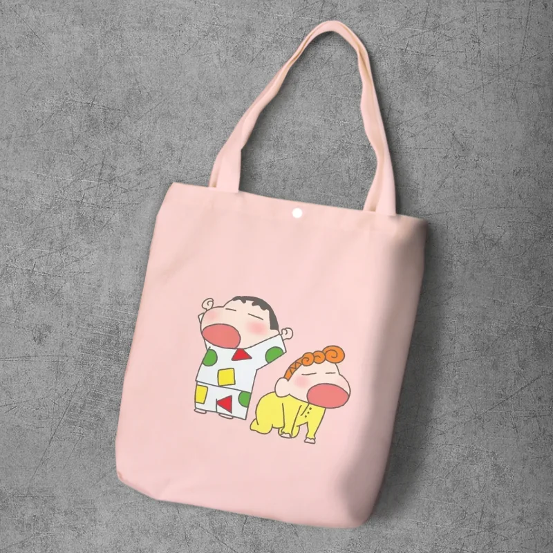 Crayon Shin-chan мультяшная печатная Холщовая Сумка для покупок, большая емкость, настраиваемая Сумка-тоут, модная женская Повседневная сумка на плечо