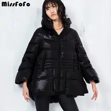 MissFoFo, модный и теплый высококачественный Женский пуховик, черный, размер s-xl, для офиса, леди, карман, молния, очень хорошее пальто