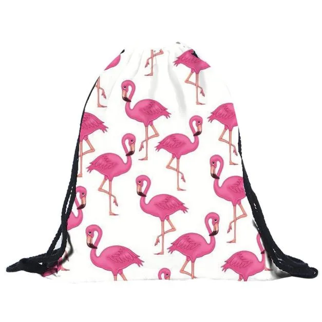 

Polyester Unisex Drawstring Bags 3D Printing Backpack For Teenagers Flamingos Pattern Xiniu Fashion Design Travel Package