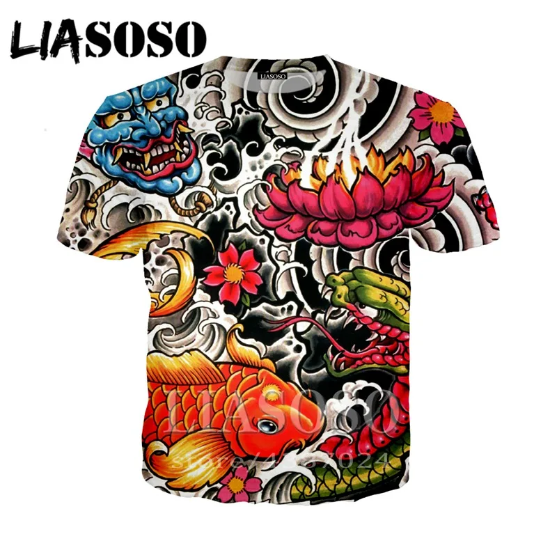 

LIASOSO T shirts Men/Women fish 3D print Dragon tshirt Hip Hop t-shirt Tattoo tees Casual Rap t shirt/Hoodie/Sweatshirt D511