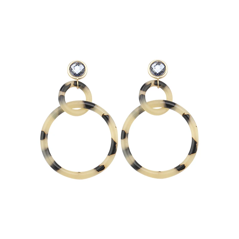 

2018 New Fashion Tortoiseshell Round Drop Earrings Acetate Material Drangle Earrings For Women Girl Elegant Brinco Party Jewelry