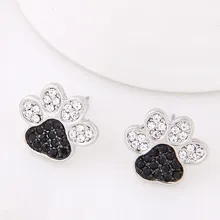 Серебряные ювелирные изделия хрустальные собачьи лапы серьги-гвоздики серьги в виде животных для женщин