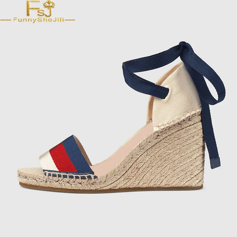 

Multicolor Lace Up Heeled Open Toe Platform Wedge Heels Sandals Summer Black Friday Carnival Elegant Summer Woman Shoes 16 FSJ
