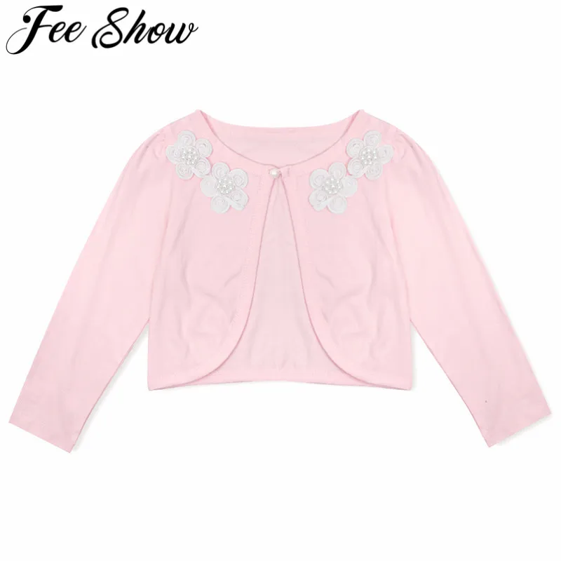 

1-10Y Toddler Girls Long Sleeve Flower Bolero Flower Wedding Dress Birthday Party Jacket Cover Up Autumn Winter Warm Kids