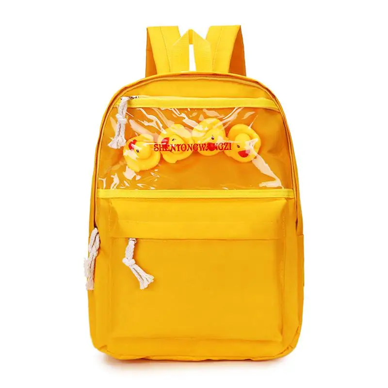 Модный женский рюкзак, Прозрачный детский рюкзак, школьная сумка для девочек-подростков, женский рюкзак - Цвет: yellow