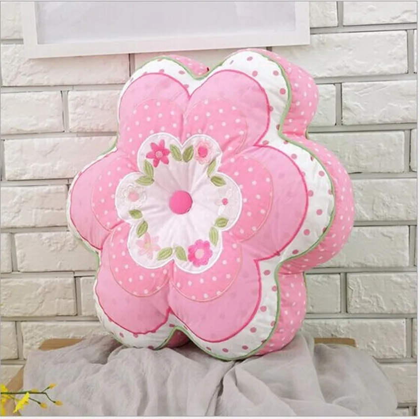100 Cotton Cartoon Stereoscopic Pink Flower Embroidered