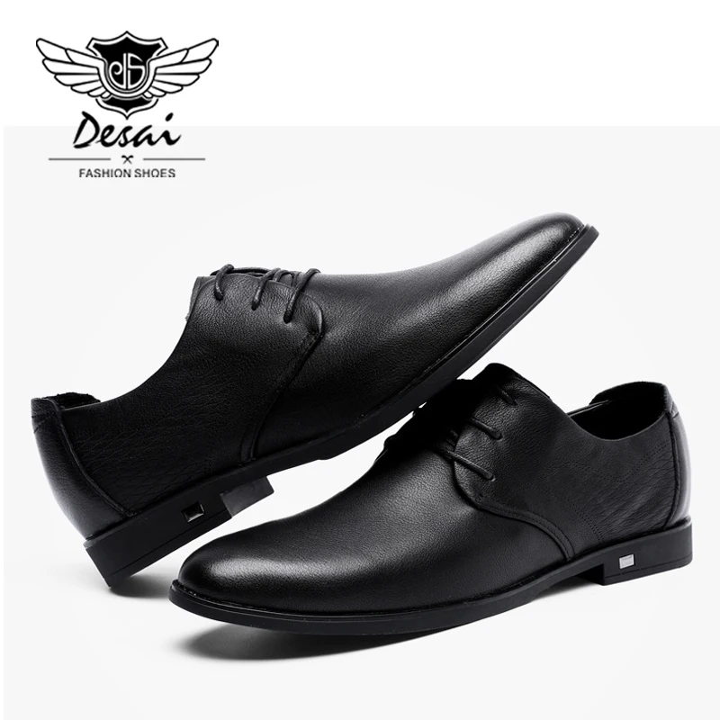 DESAI/; брендовая мужская обувь из натуральной кожи; Повседневная дышащая обувь черного цвета на шнуровке в британском стиле; мужская обувь на плоской подошве в деловом стиле; модная официальная обувь