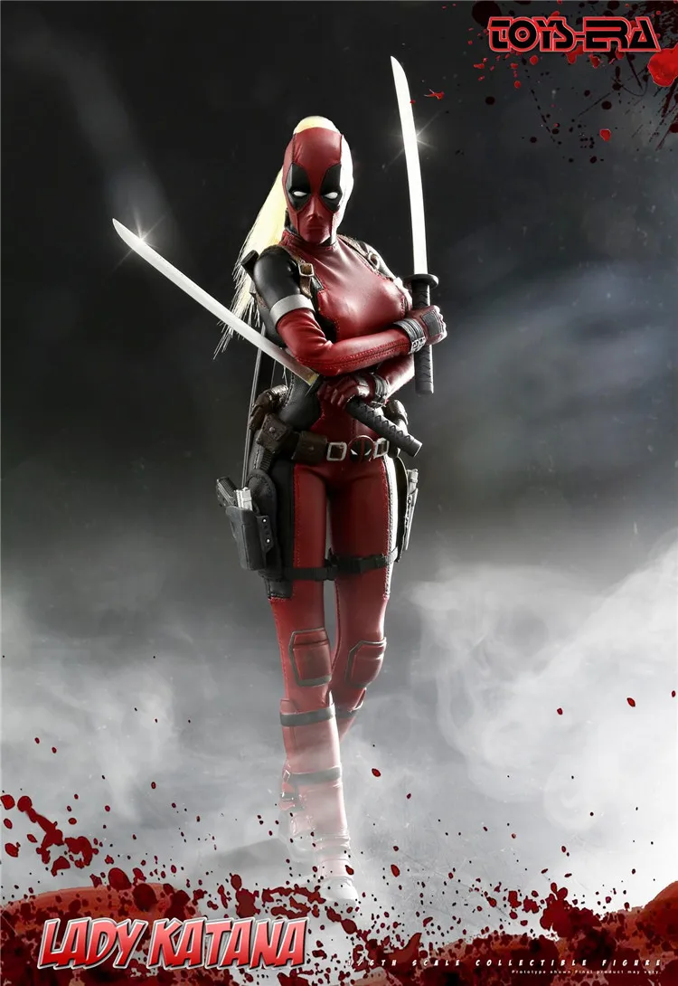 

1/6 CT011 Lady Katana Deadpool Female Action Figure With Changable Eyes and Sword Weapon Accessories